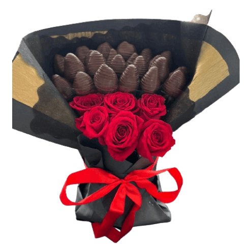 El Encanto de Regalar un Ramo Combinado de Frutillas con Chocolate y Rosas